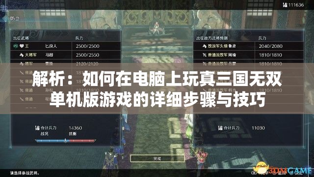 解析：如何在电脑上玩真三国无双单机版游戏的详细步骤与技巧