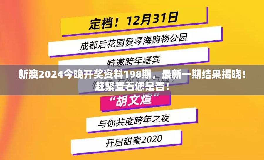 新澳2024今晚开奖资料198期，最新一期结果揭晓！赶紧查看您是否！