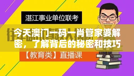 今天澳门一码一肖管家婆解密，了解背后的秘密和技巧