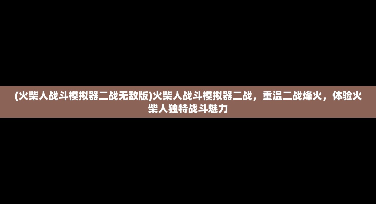 (火柴人战斗模拟器二战无敌版)火柴人战斗模拟器二战，重温二战烽火，体验火柴人独特战斗魅力